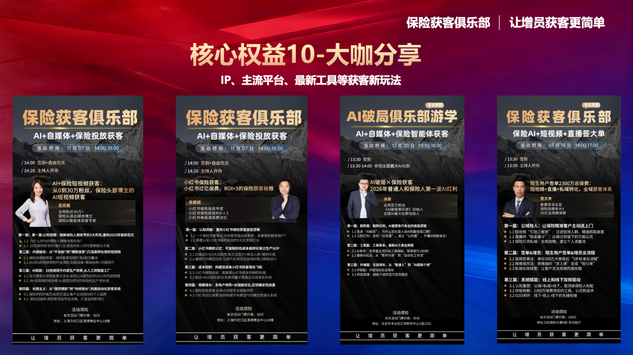 权益10：大咖前沿分享（20+场/年）